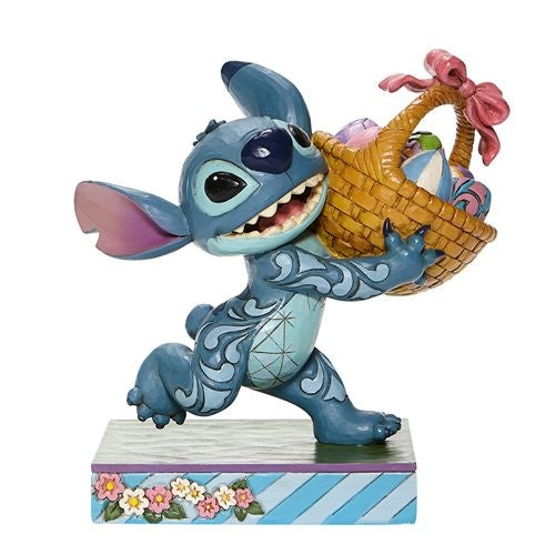 Stitch Running W/ Easter Basket Figurine Disney Traditions By Jim Shore