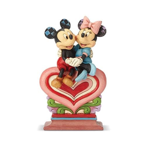 Disney Traditions Mickey Mouse And Minnie Mouse Sitting On Heart Heart To Heart Statue By Jim Shore